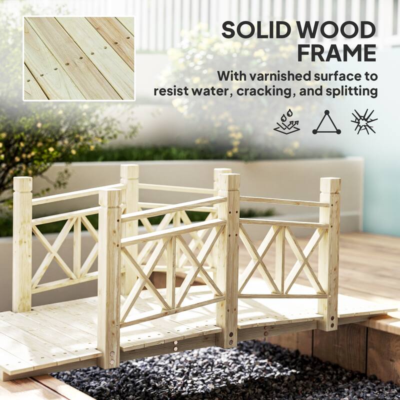 Garden Bridge Fir and Pine Outdoor Decorative Footbridge for Ponds Pathways and Landscaping
