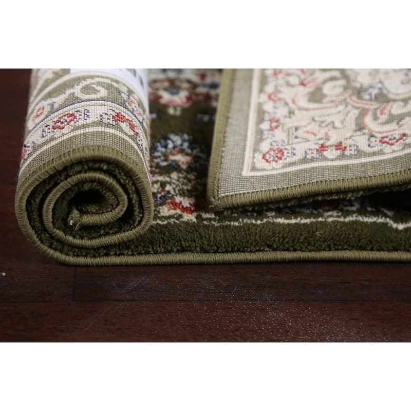 Green Floral Medallion Transitional Turkish Rug Oriental Carpet