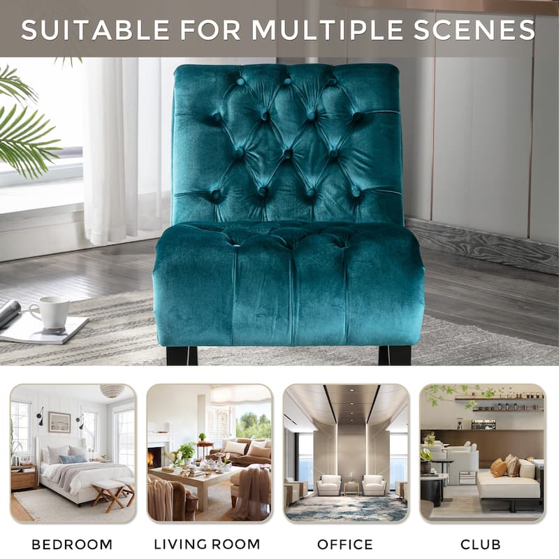 Modern Velvet Armless Living Room Chairs Set of 2