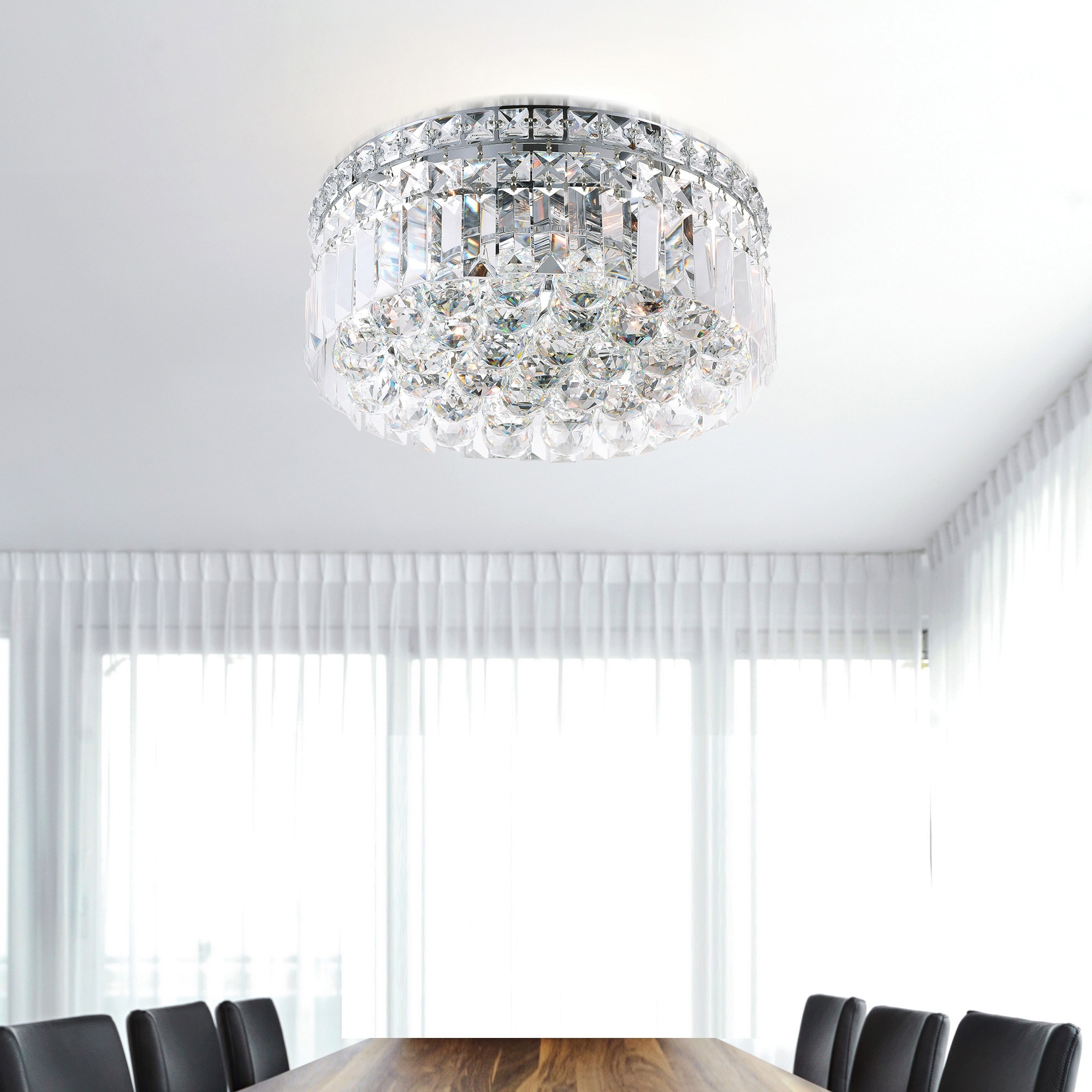 CWI Lighting Colosseum 4 Light 12in Chrome Flush Mount with Crystals