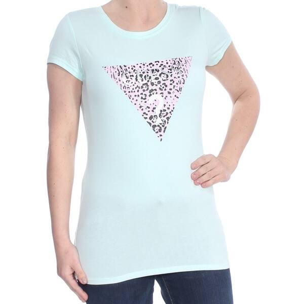 Shop Guess Womens Aqua Glitter Logo T Shirt Short Sleeve Jewel Neck Top Size Xl Free Shipping On Orders Over 45 Overstock 28607816