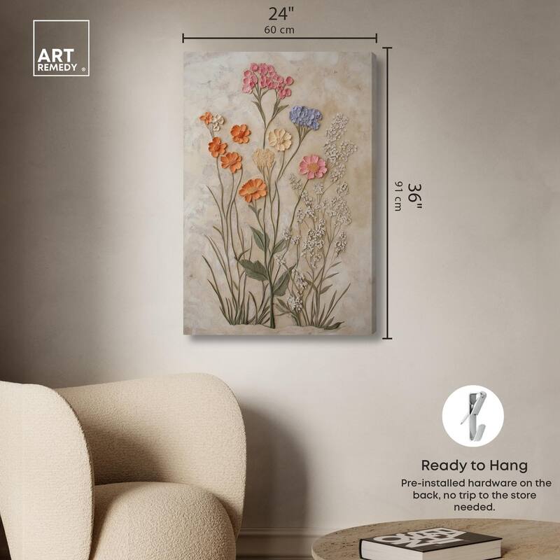 Sculpted Flora Frieze IV Canvas by Art Remedy, Gallery Wrapped
