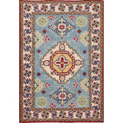 Light Blue Kazak Oriental Accent Rug Handmade Wool Carpet - 2'9" x 4'1"