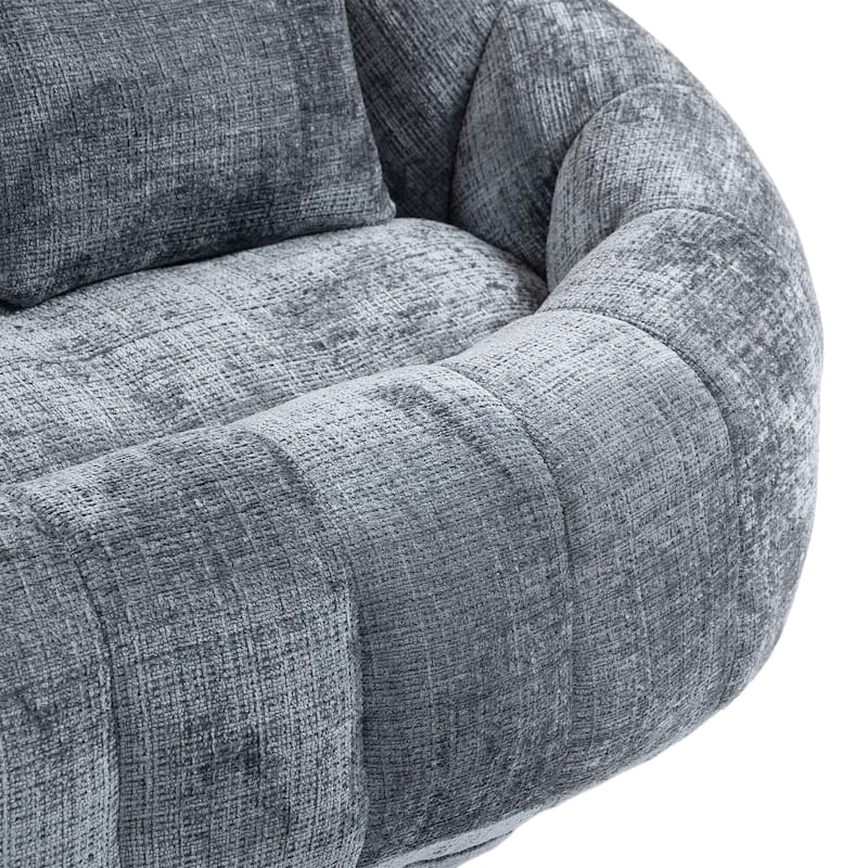 Gray Modern 59.05" Chenille High Back Loveseat Upholstered Chaise Lounge Chair with Pillows