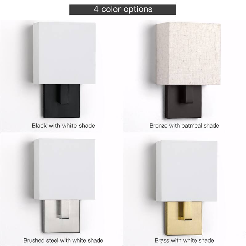 Wall Sconce Light With White Fabric Shade