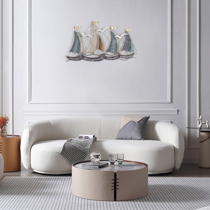 Adeco 3D Metal Ship Wall Decoration Sailboat Wall Sculpture