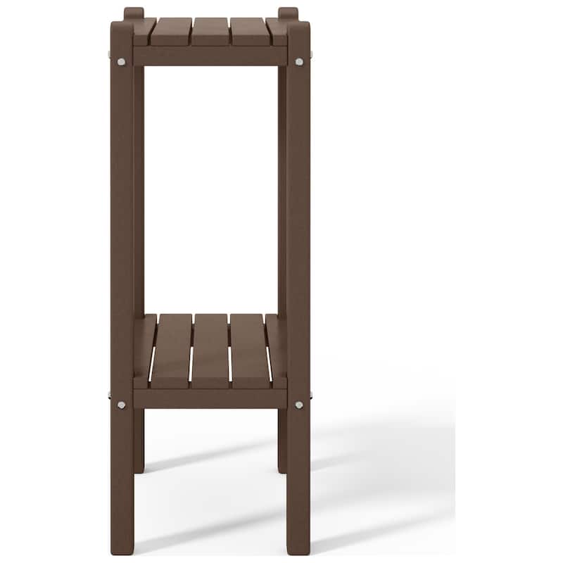 Polytrends Laguna Hdpe All Weather Outdoor Patio Two Shelf Square Table