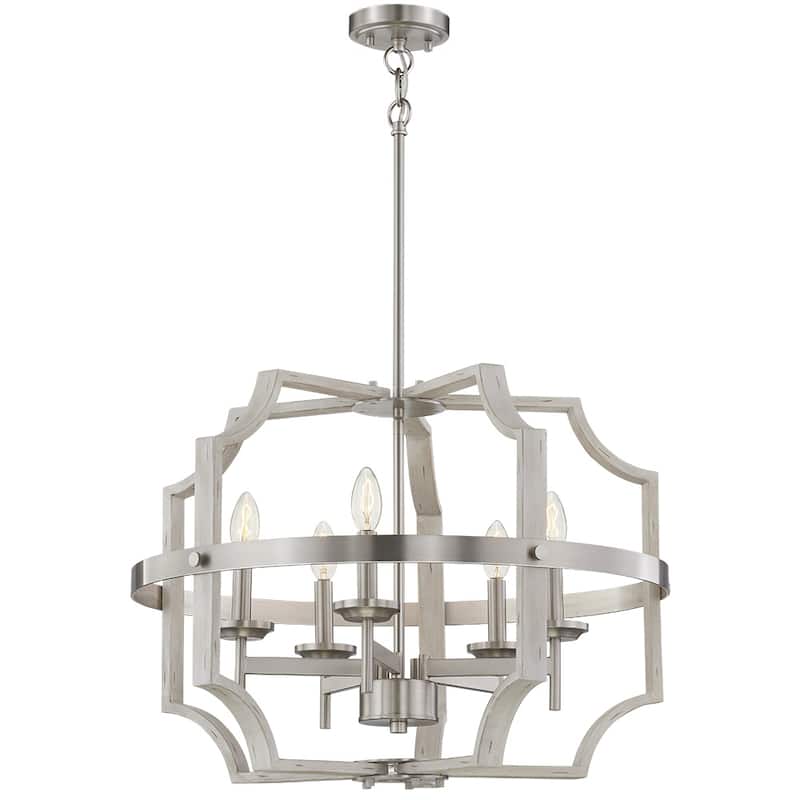 Chandelier - 65.6"H MAX - White Wood Grain