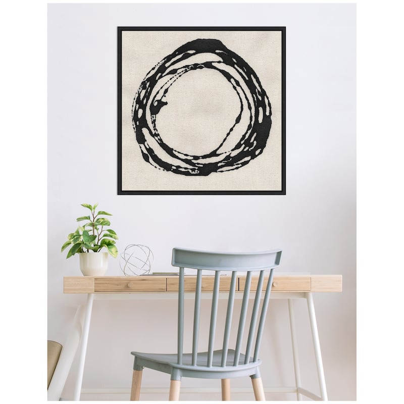 Kate and Laurel Sylvie Flowing Circle Abstract 2 Framed Canvas by The Creative Bunch Studio