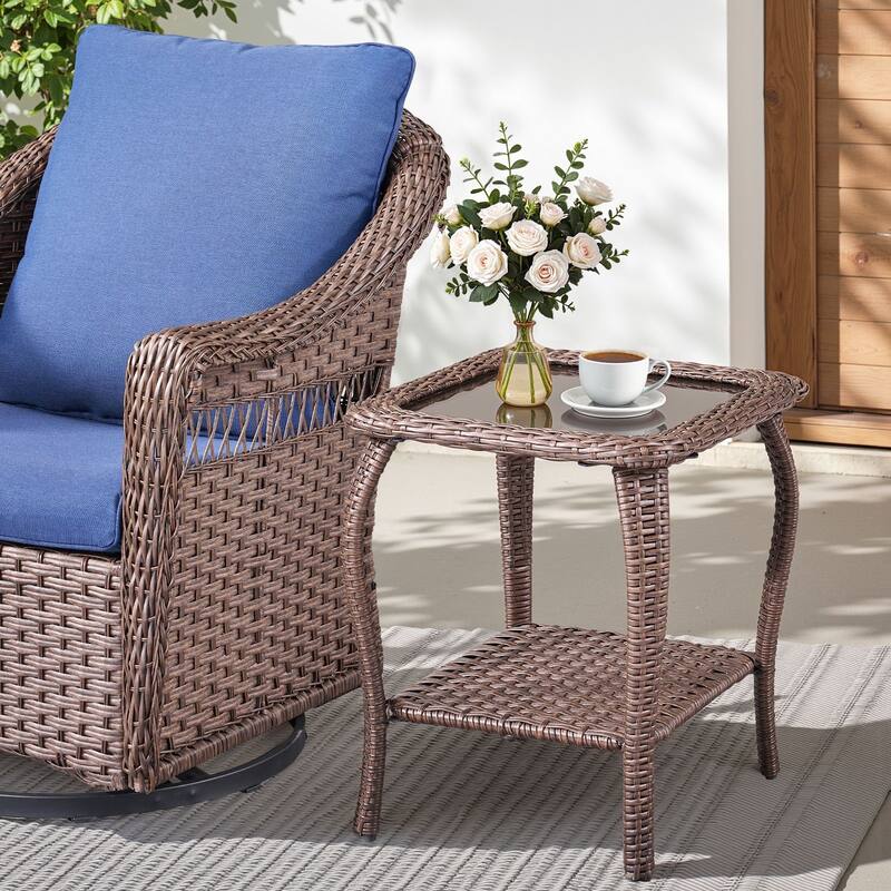 Pocassy 3 Pieces Swivel Chair with Side Table