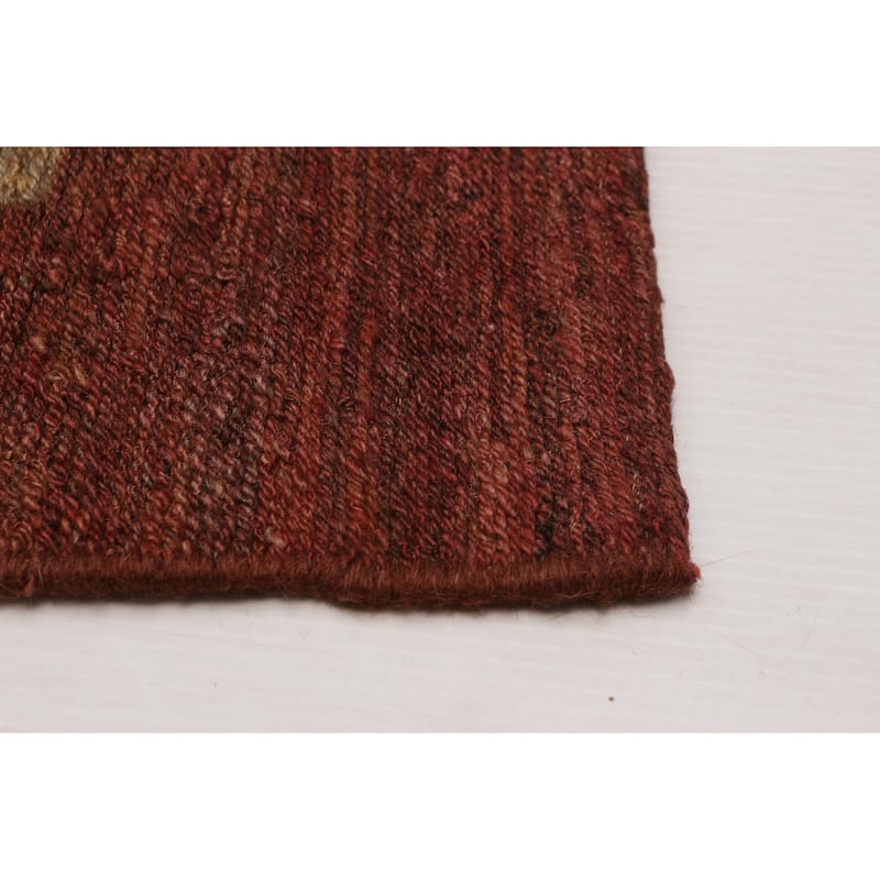 ECARPETGALLERY Flat-Weave Lahor Finest Red Wool Tapestry Kilim - 12'5 x 14'7