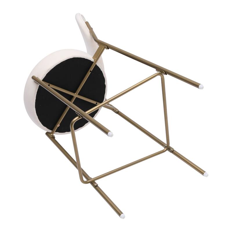 HomeRoots Set of Two 29" White and Gold Velvet and Metal Low Back Bar Height Bar Chairs