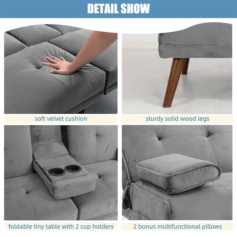 Futzca 60" Small Loveseat, 3 in 1 Cute Convertible Sofa Bed