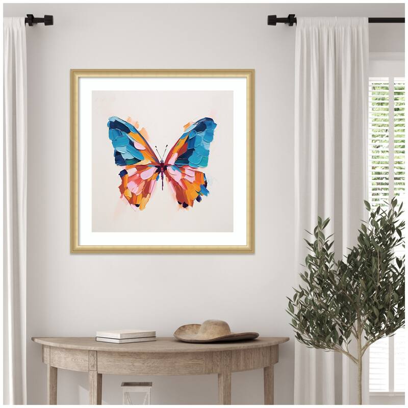Kate and Laurel Framed Art Bold Colorful Brush Boho Butterfly by The Creative Bunch Studio