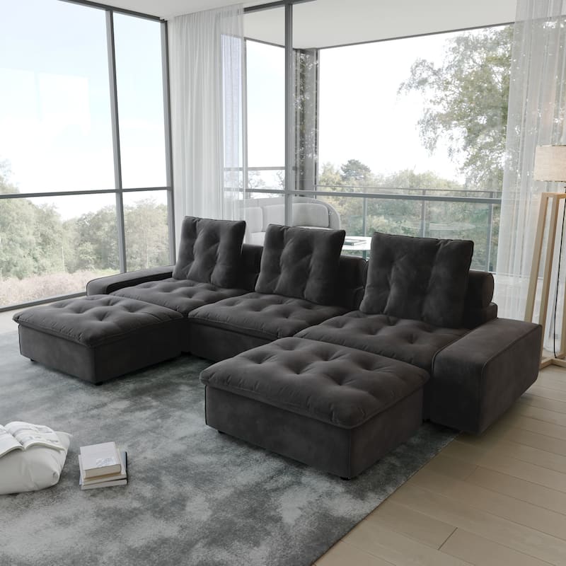 Oversized Down Filled Sectional Couches for Living Room U-Shaped Modular Couch,Adjustable Backrest