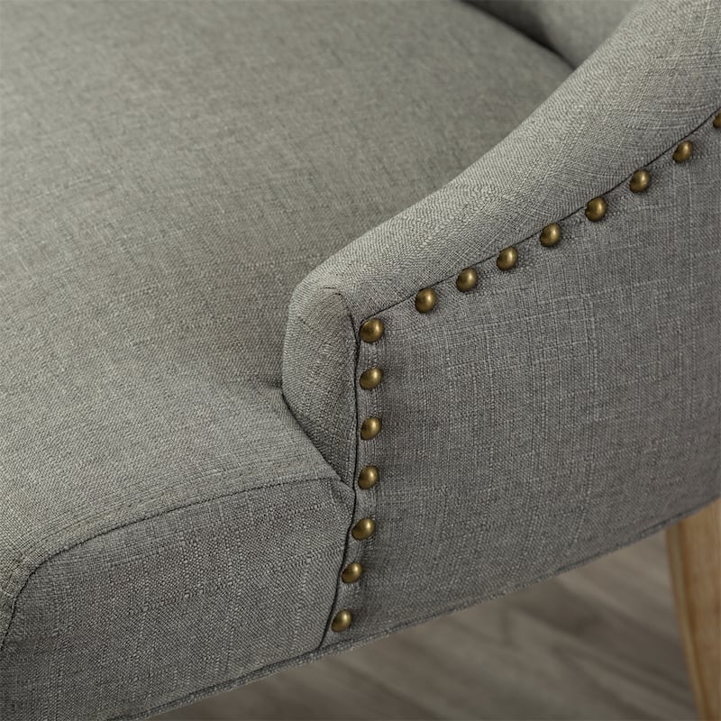 Button Tufted Solid Wood Wingback Chairs with Nail Heads, Set of 2