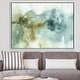 preview thumbnail 3 of 7, Designart "Abstract Watercolor Green House" Modern & Contemporary Framed Canvas - Blue 32 in. wide x 16 in. high - White