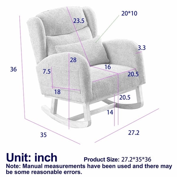 27.2" Modern Upholstered Rocking Chair with Two Side Pocket for Living Room