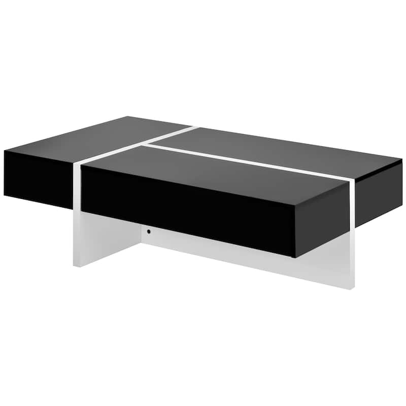 Roomfitters Modern Rectangle Coffee Table with High Gloss Finish, Contemporary Center Table for Living Room or Sofa Seating