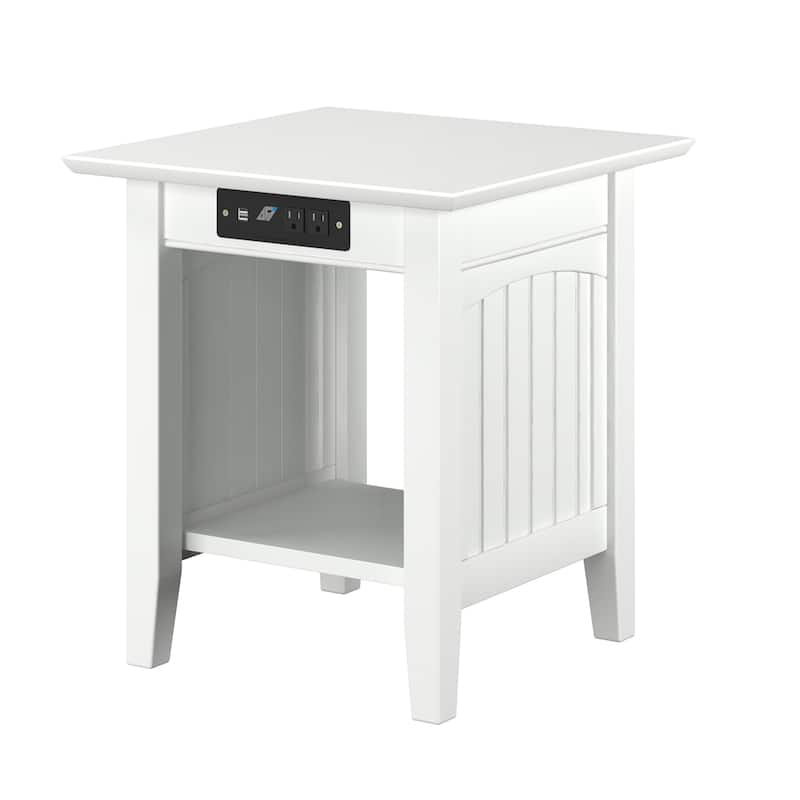 AFI Nantucket End Table with Built-in Charger in White