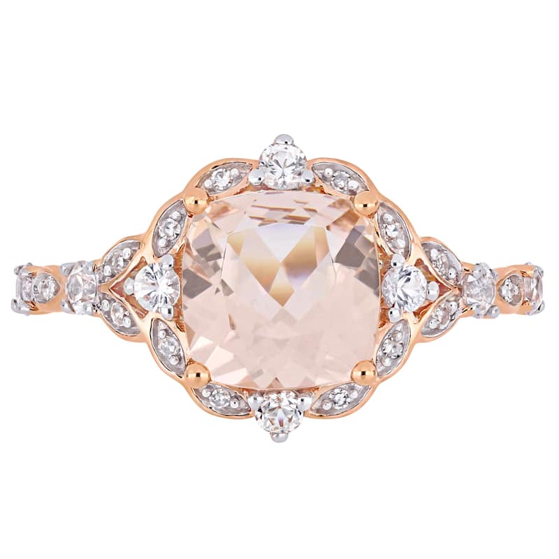 Miadora 14k Rose Gold Morganite White Sapphire & Diamond Vintage Ring