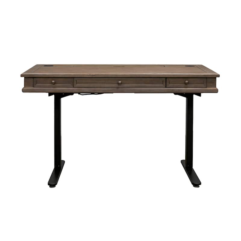 Carson Wood Electronic Sit/Stand Desk, Standing Desk, Gray - 60"W x 30"-45"H x 27"D - Weathered Gray