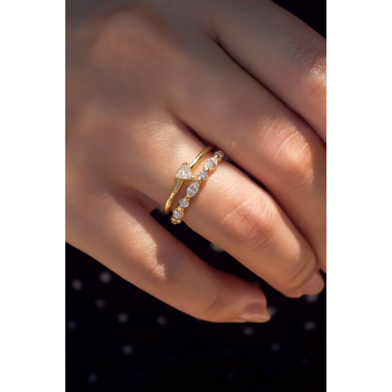 Kobelli 0.7 Carats Lab Grown Diamond 14k Solid Gold Shared Single Prongs Bubble Scallop Billie Ring