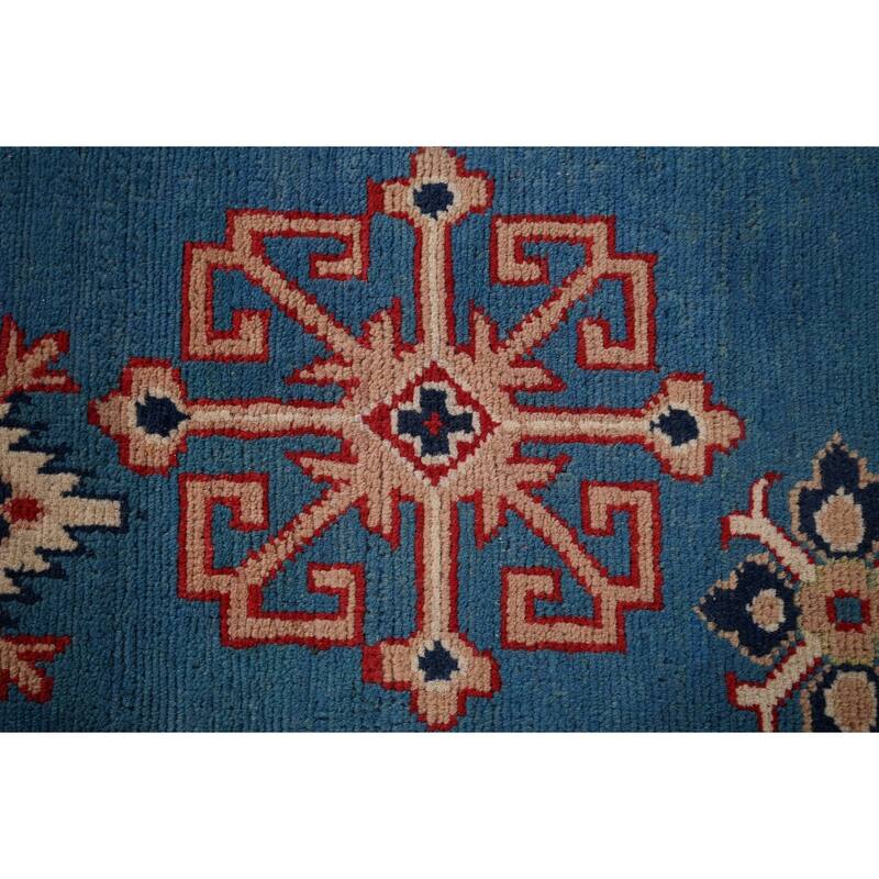 Blue Oriental Kazak Rug Hand-Knotted Wool Carpet - 6'7" x 10'0"
