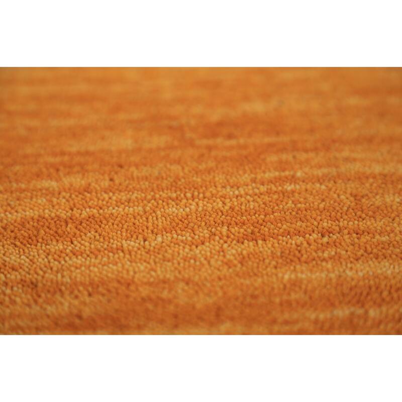 Orange Gabbeh Modern Area Rug Hand-Knotted Wool Carpet - 5'3" x 8'0"