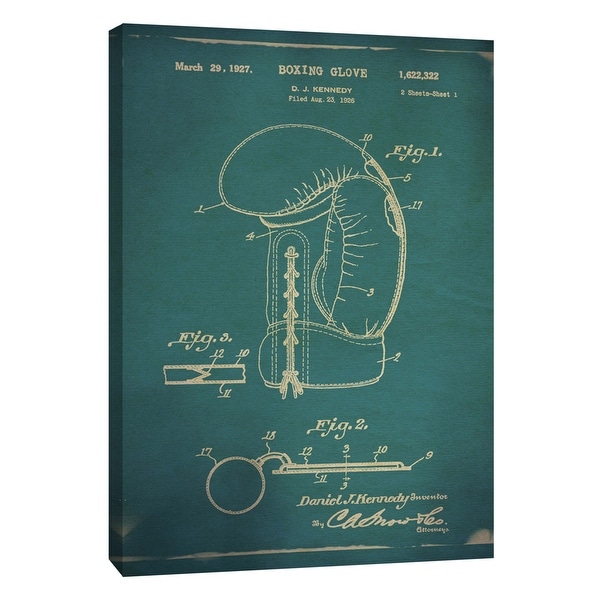 PTM Images 9-108982 PTM Canvas Collection 10" x 8" - "Boxing Glove Patent Blue" Giclee Boxing Art Print on Canvas