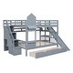 preview thumbnail 9 of 16, Full-Over-Full Castle Style Bunk Bed Kids Bed with 2 Drawers 3 Shelves and Slide,Superior Quality