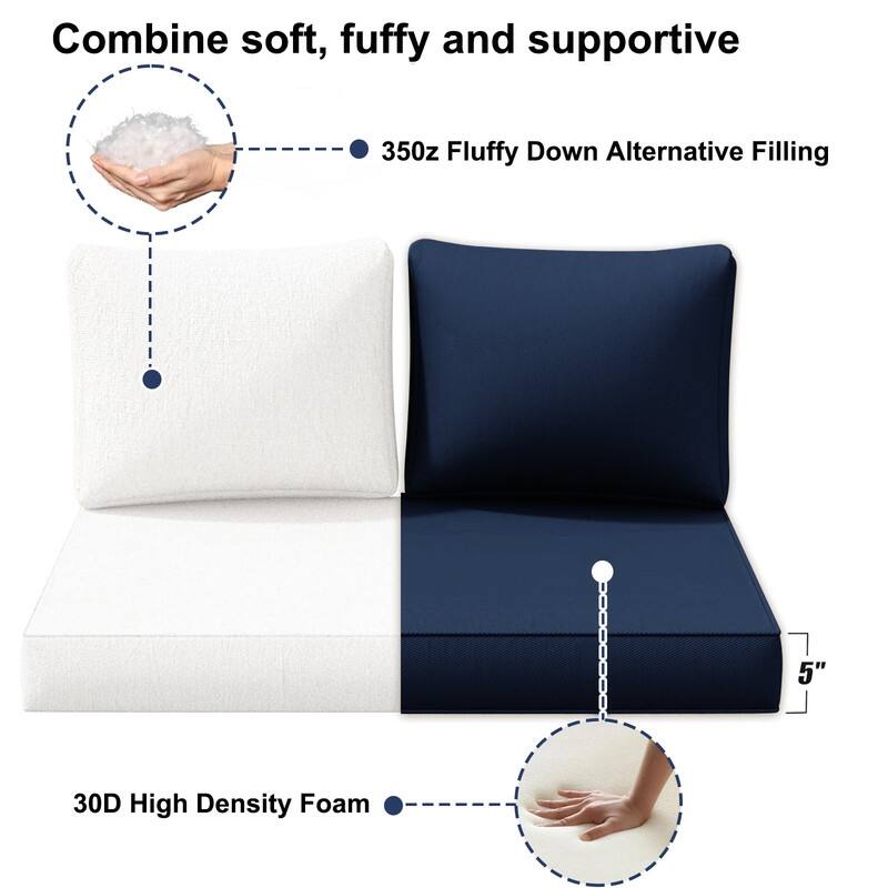 Outdoor Loveseat Cushion Set (Set of 1 Seats,48x24in, 2 Backs,24x18in )