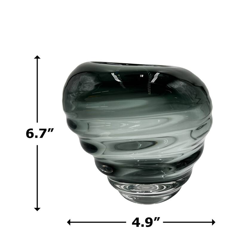 7" High Premium Contemporary Glass Vase in Grayish Blue