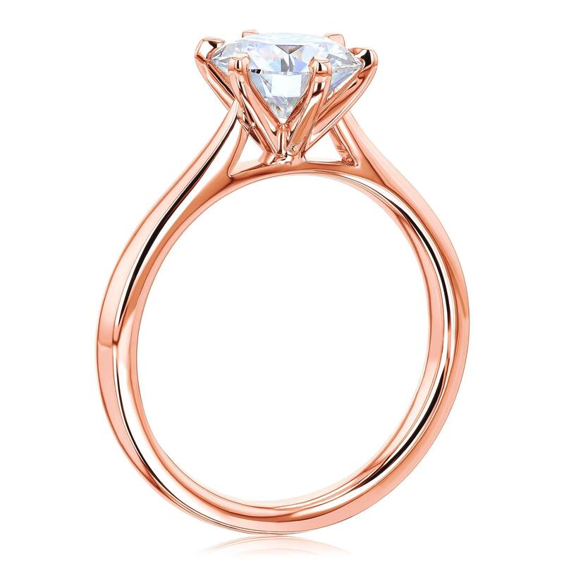 Kobelli 2 Carat Lab Grown Diamond Certified 14k Solid Gold Taper Shank Solitaire Tokyo Engagement Ring (EF/VS)