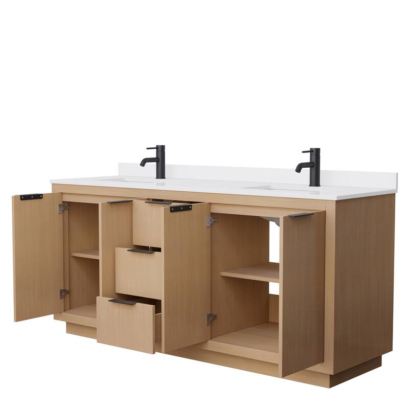 Maroni 72-Inch Light Straw Double Vanity, Cultured Marble Top