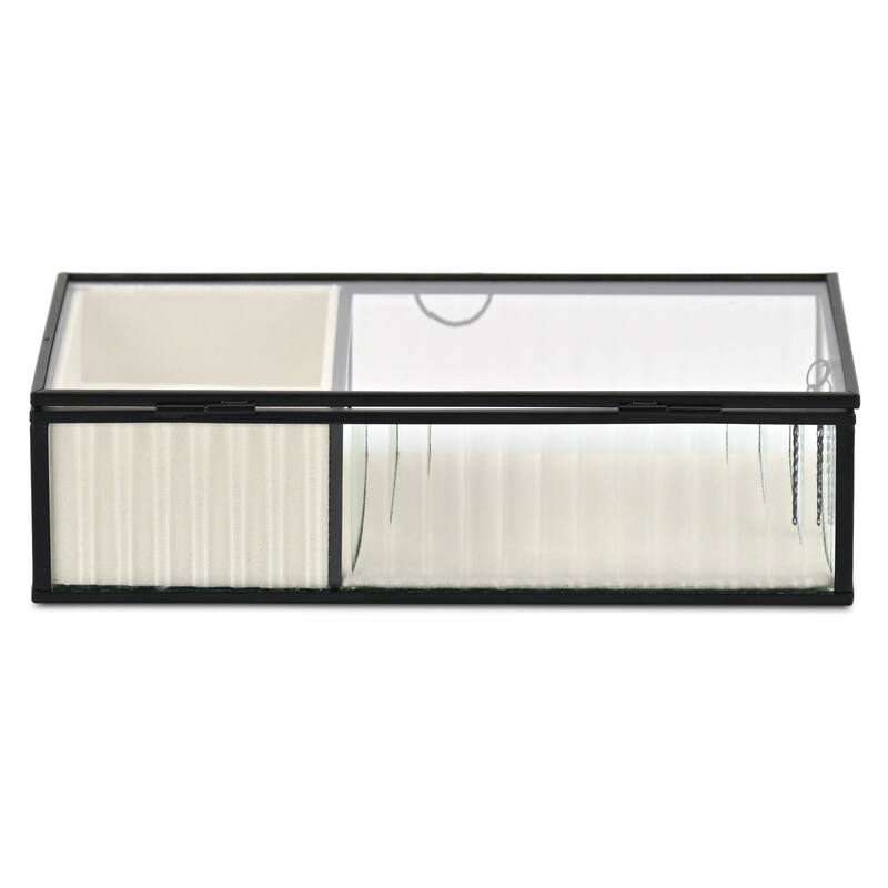 Verena 9.75" Glass Jewelry Box with Two Padded Compartments - N/A