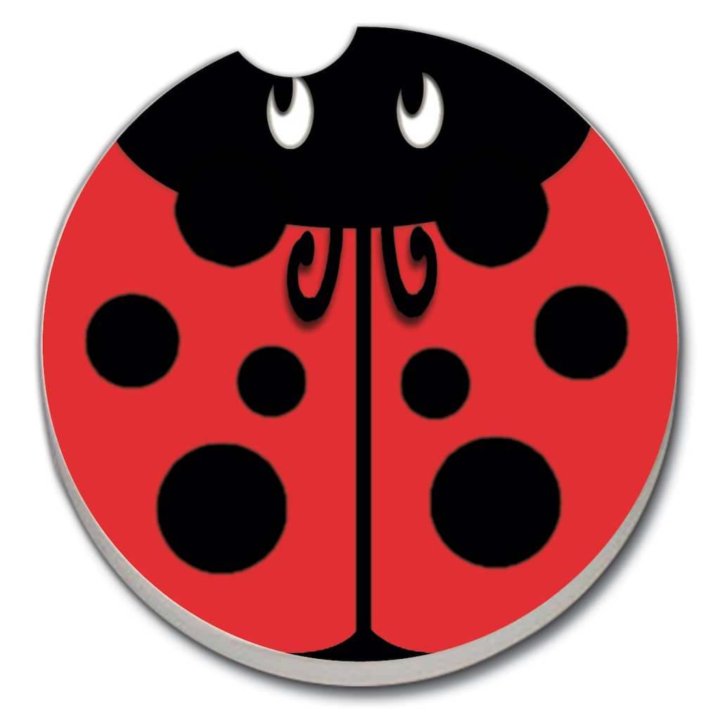 Counterart Absorbent Stoneware Car Coaster, Ladybug, Set of 2 - 2.5