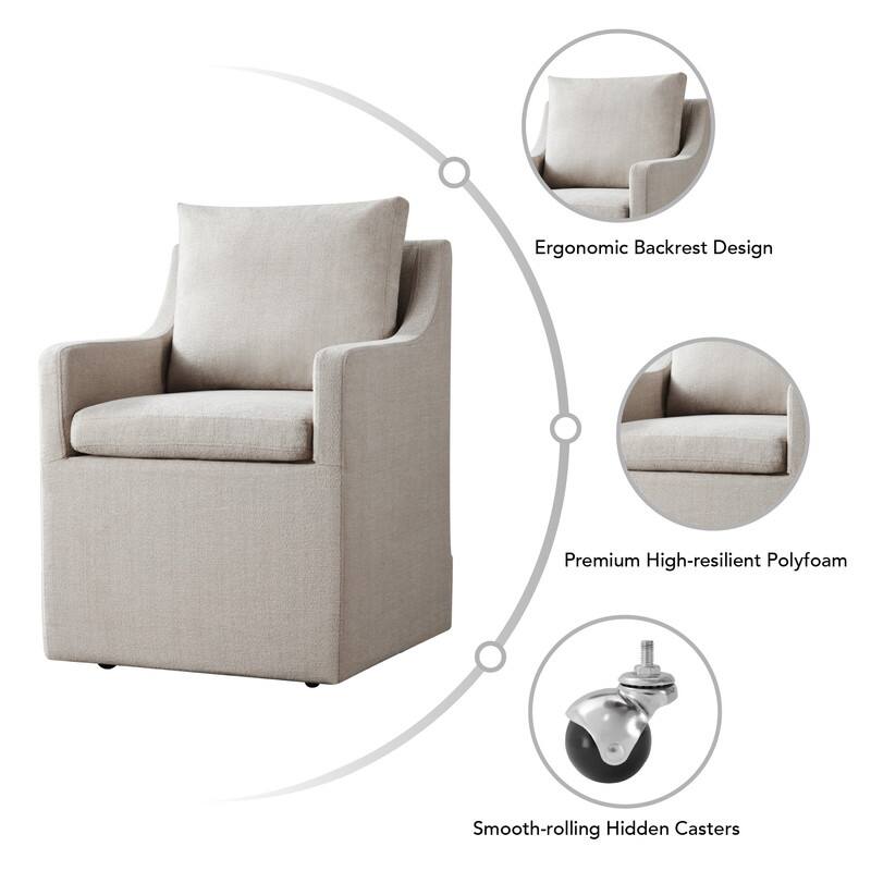 Bentley Modern Mobile Dining Arm Chairs with Casters & Storage