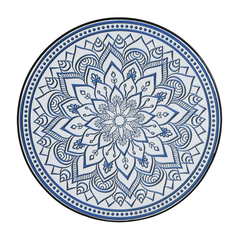 Han Outdoor Round Ceramic Tile Side Table with Iron Frame by Christopher Knight Home