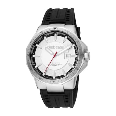 Roberto Cavalli by Franck Muller Men RV1G182P0011 Swiss Quartz Watch - Silver-Tone