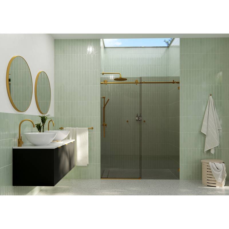 Equinox 60 in. x 78 in. Fully Frameless Glass Sliding Shower Doors with Gray Tint