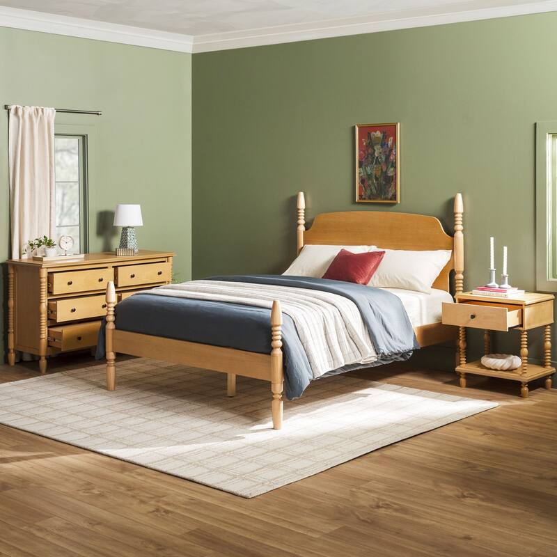 Walker Edison Queen Bed with Dresser and 1-Drawer Nightstand Bedroom Set