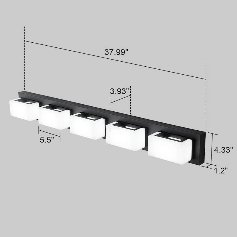 3/4/5-Light Dimmable Matte Black Modern Bathroom LED Vanity Light