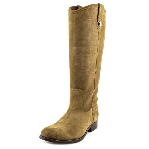 Frye Melissa Button Women Round Toe Leather Tan Mid Calf Boot