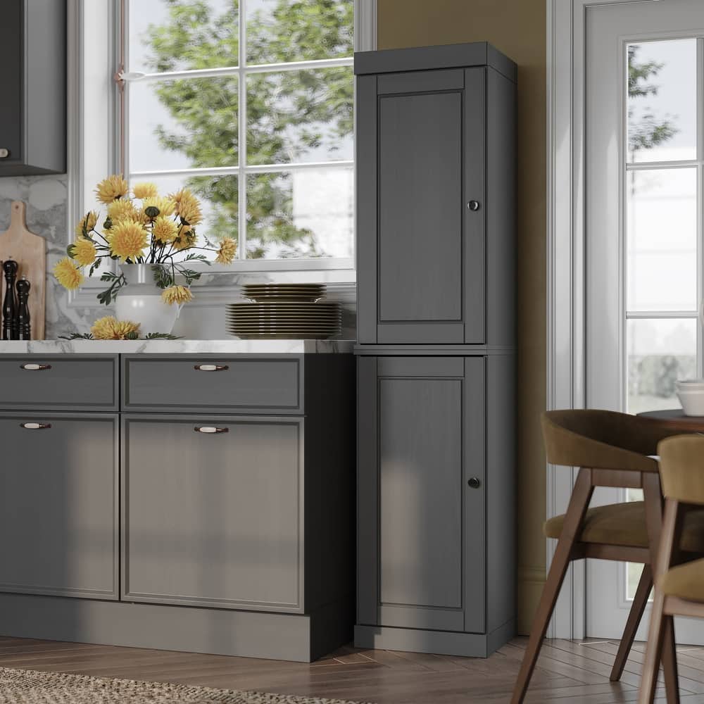 100% Solid Wood Tall Kitchen Pantry Cabinet with Doors & Adjustable Shelves, 16.5" W x 71.5" H, Palace Imports