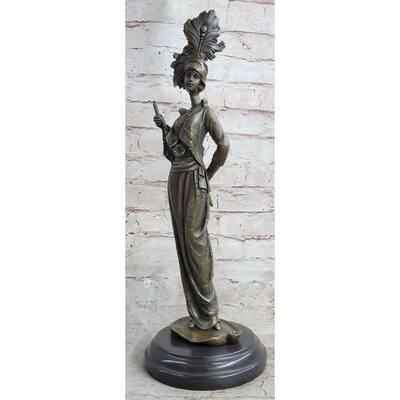 Art Deco Charleston Flapper W/ Feathered Hat - Bronze Sculpture By J. Kin