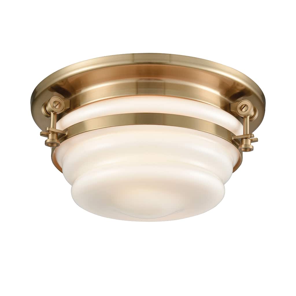 Elk Home Riley Satin Brass With Opal Blown Glass 2 Light Flush Mount