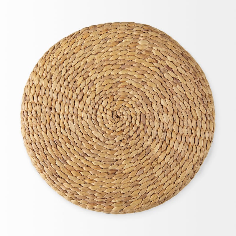 Mercana "Maya" Brown Striped Seagrass Round Coffee Table Pouf