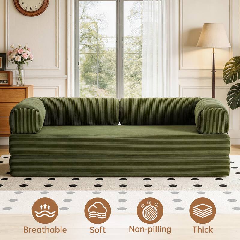 Oversized Corduroy Convertible Floor Sofa Bed Sleeper Couch