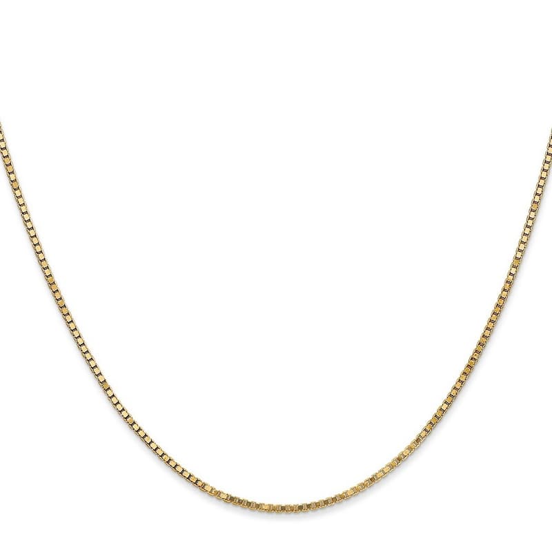 Curata 14k Yellow Gold Polished 9" 1.25mm Box Chain Anklet (Lobster Claw)